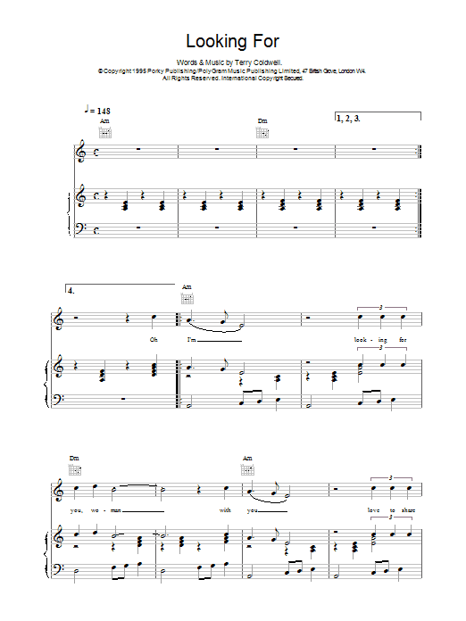 Download East 17 Looking For Sheet Music and learn how to play Piano, Vocal & Guitar (Right-Hand Melody) PDF digital score in minutes