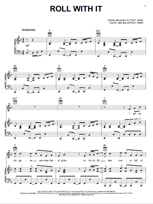 Download Easton Corbin Roll With It Sheet Music and learn how to play Piano, Vocal & Guitar (Right-Hand Melody) PDF digital score in minutes