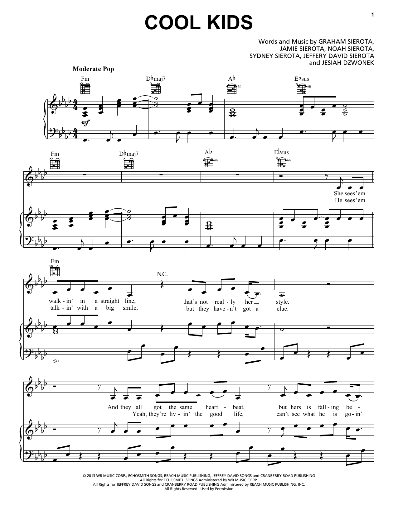 Download Echosmith Cool Kids Sheet Music and learn how to play Super Easy Piano PDF digital score in minutes