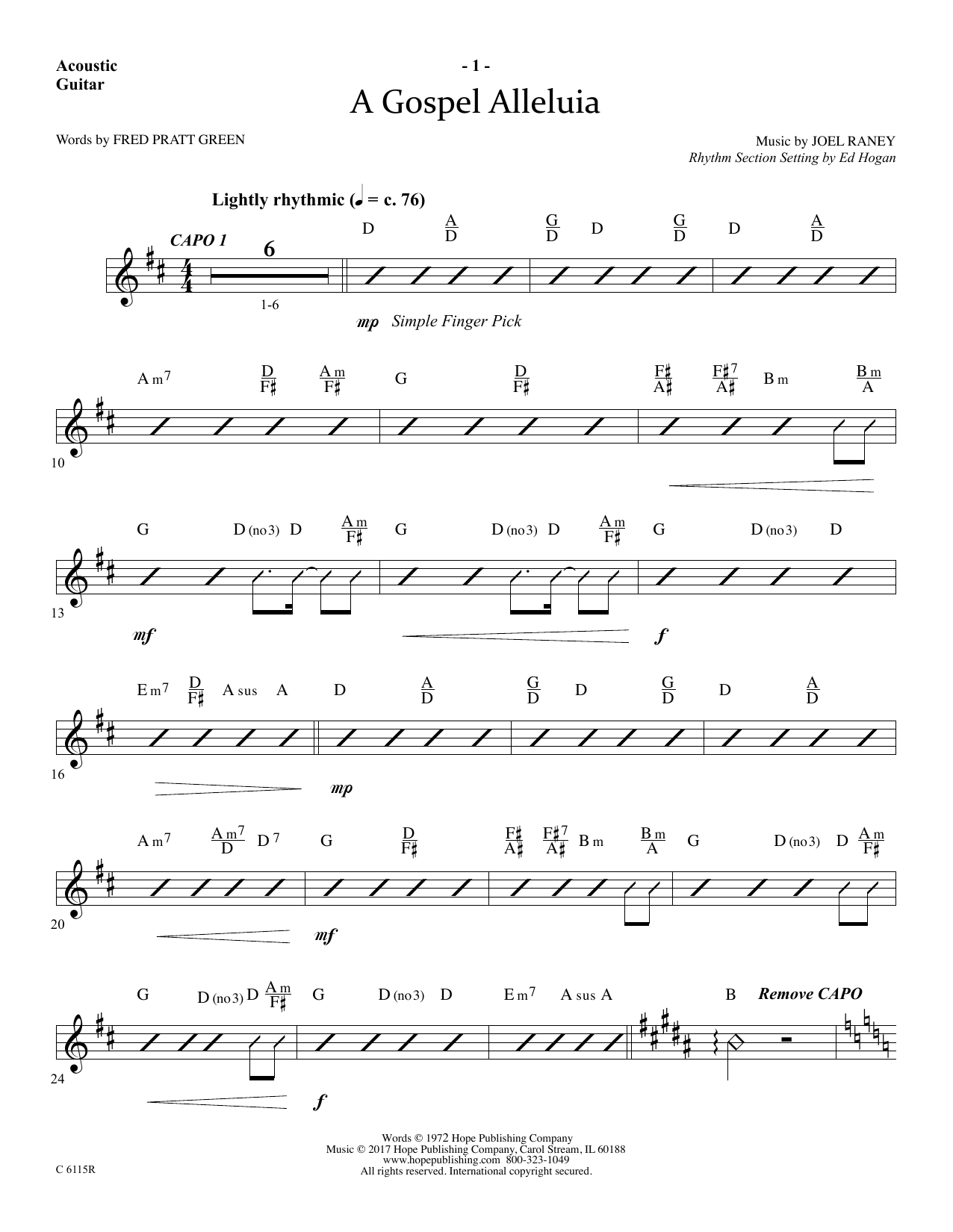 Download Ed Hogan A Gospel Alleluia - Acoustic Guitar Sheet Music and learn how to play Choir Instrumental Pak PDF digital score in minutes