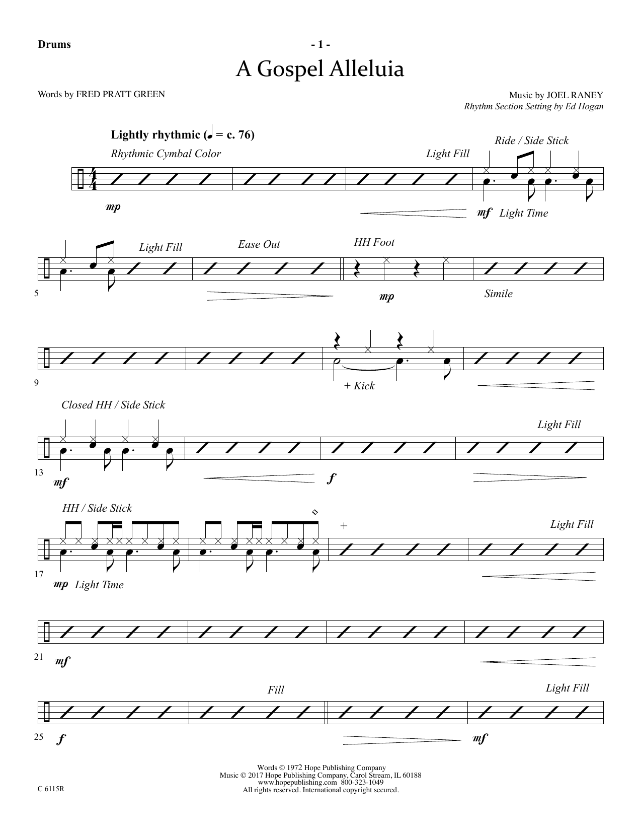 Download Ed Hogan A Gospel Alleluia - Drums Sheet Music and learn how to play Choir Instrumental Pak PDF digital score in minutes