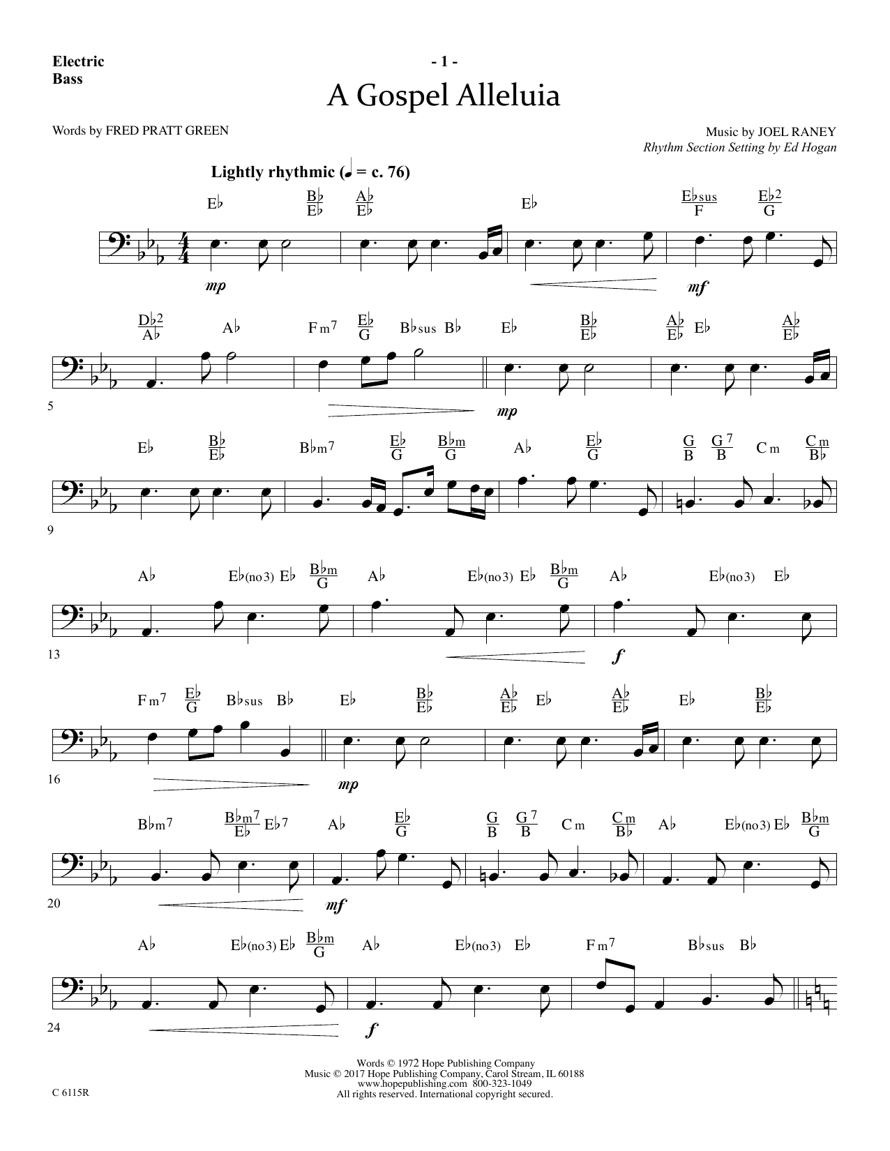 Download Ed Hogan A Gospel Alleluia - Electric Bass Sheet Music and learn how to play Choir Instrumental Pak PDF digital score in minutes