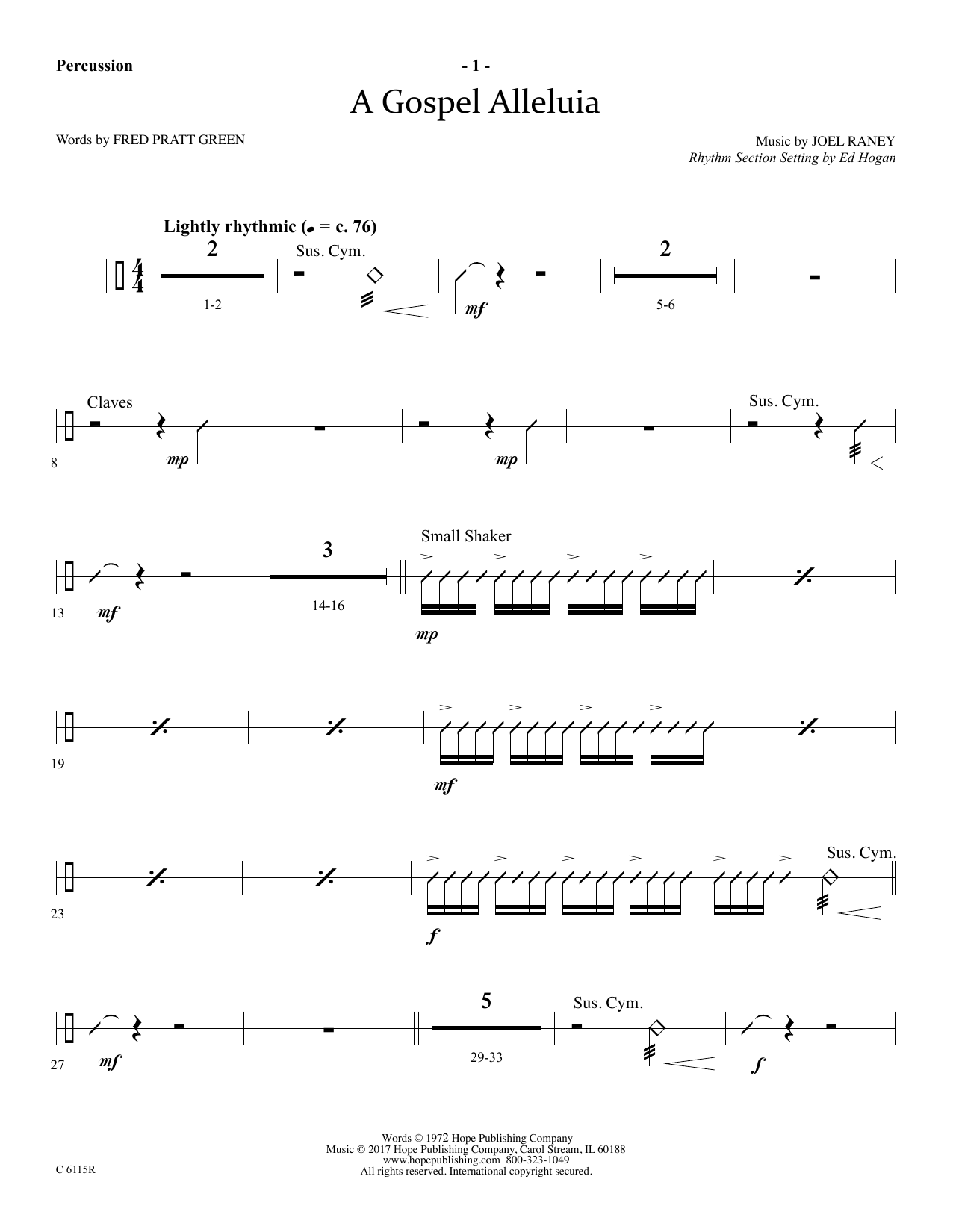 Download Ed Hogan A Gospel Alleluia - Percussion Sheet Music and learn how to play Choir Instrumental Pak PDF digital score in minutes
