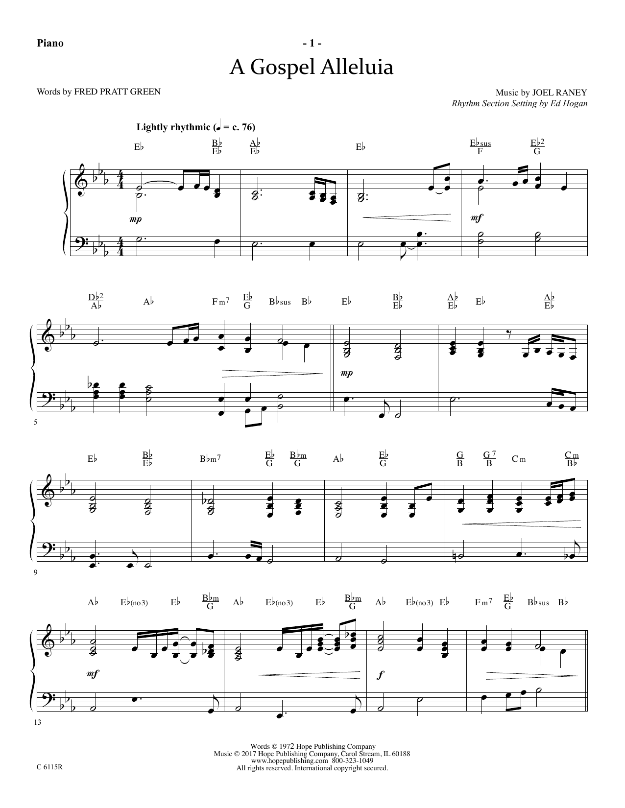 Download Ed Hogan A Gospel Alleluia - Piano Sheet Music and learn how to play Choir Instrumental Pak PDF digital score in minutes