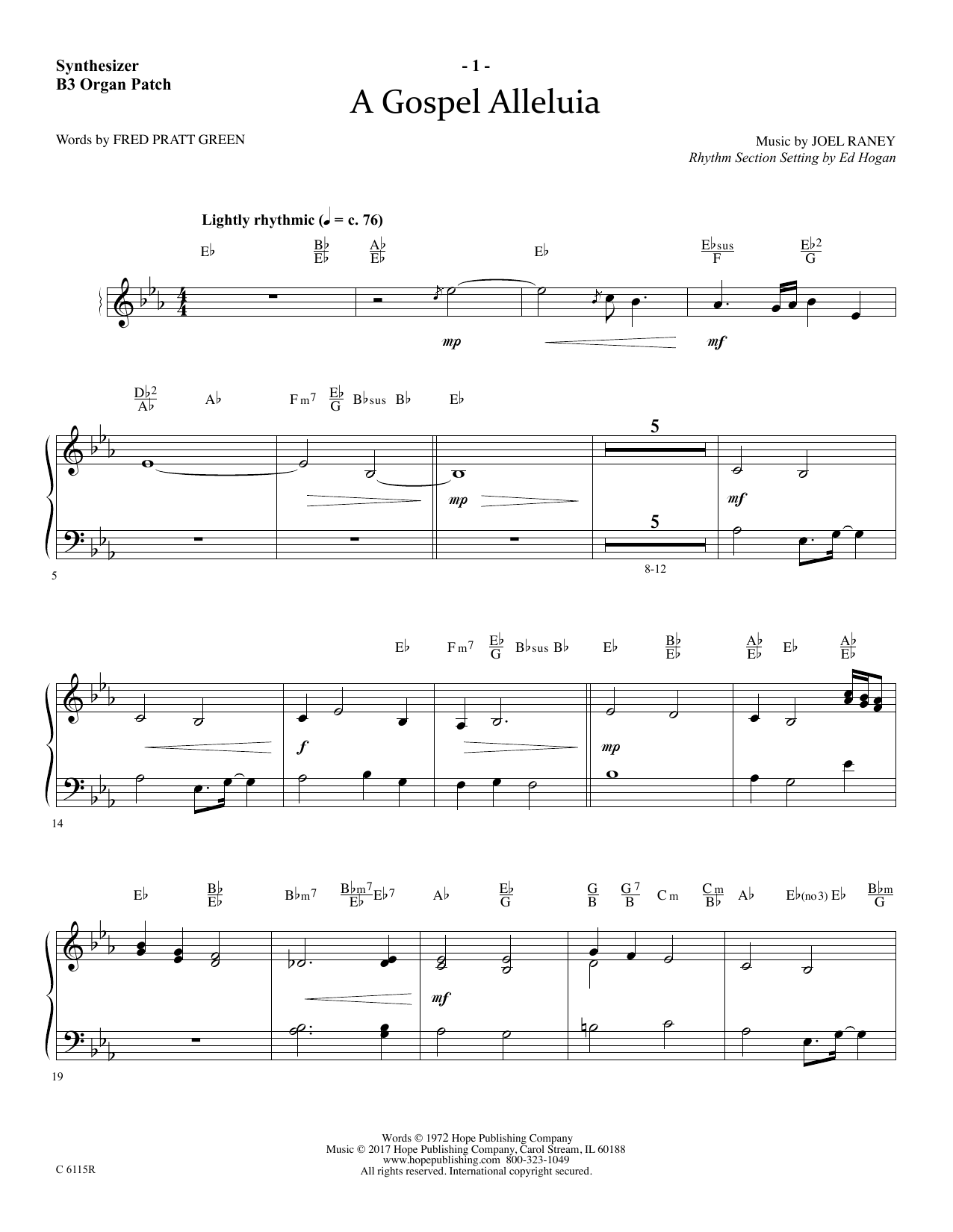 Download Ed Hogan A Gospel Alleluia - Synthesizer Sheet Music and learn how to play Choir Instrumental Pak PDF digital score in minutes