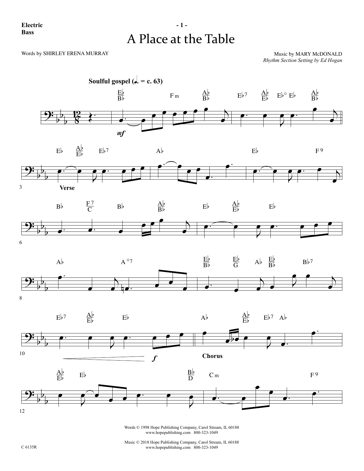 Download Ed Hogan A Place At The Table - Bass Sheet Music and learn how to play Choir Instrumental Pak PDF digital score in minutes