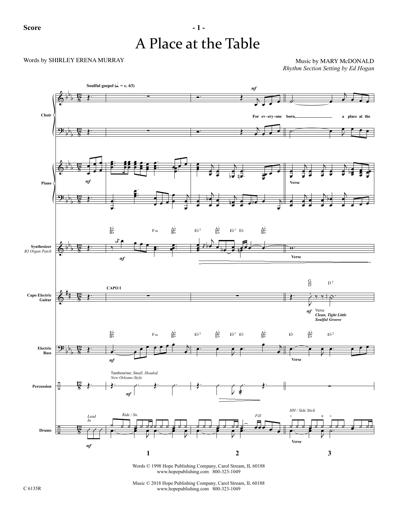 Download Ed Hogan A Place At The Table - Full Score Sheet Music and learn how to play Choir Instrumental Pak PDF digital score in minutes