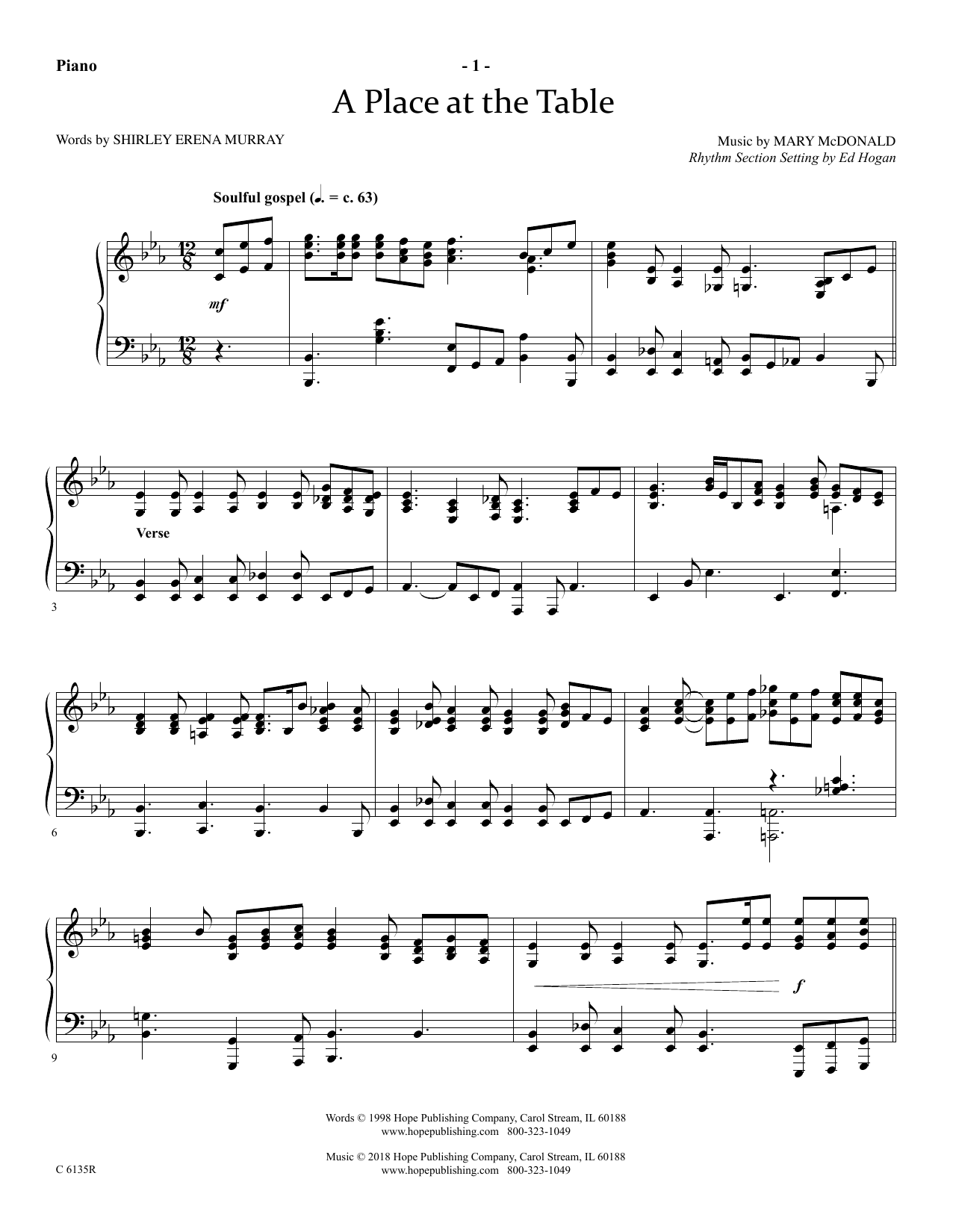 Download Ed Hogan A Place At The Table - Piano Sheet Music and learn how to play Choir Instrumental Pak PDF digital score in minutes