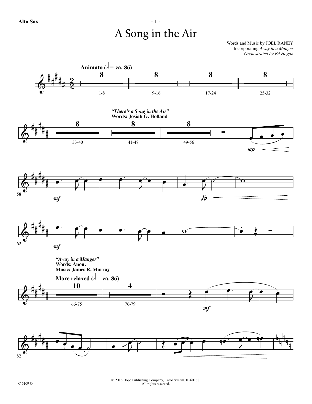 Download Ed Hogan A Song In The Air - Alto Sax Sheet Music and learn how to play Choir Instrumental Pak PDF digital score in minutes