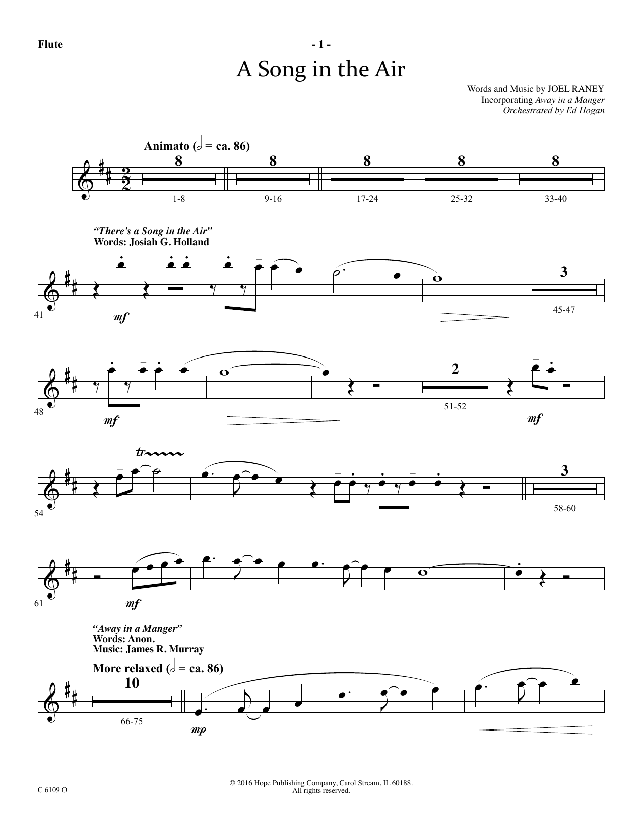 Download Ed Hogan A Song In The Air - Flute Sheet Music and learn how to play Choir Instrumental Pak PDF digital score in minutes