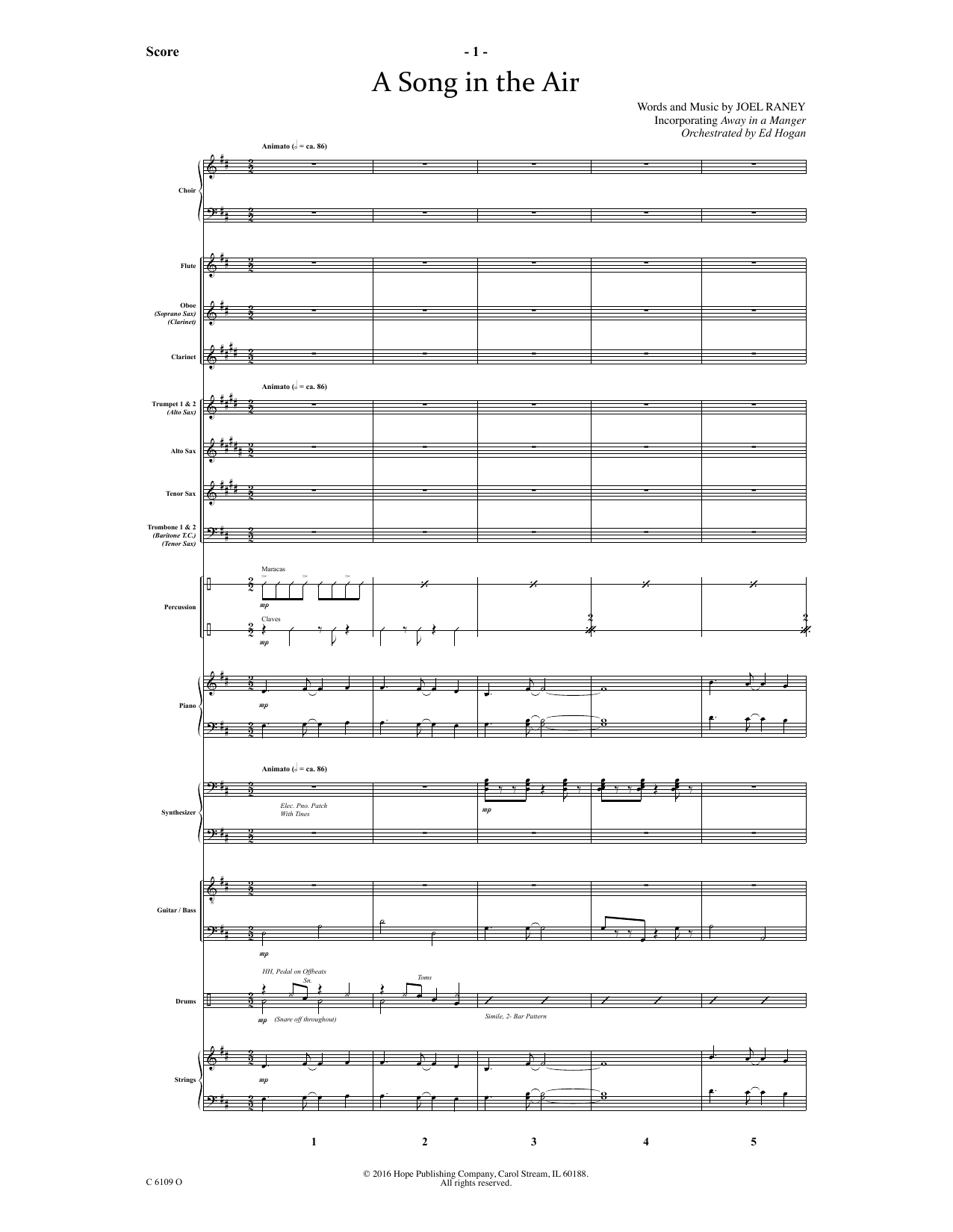 Download Ed Hogan A Song In The Air - Full Score Sheet Music and learn how to play Choir Instrumental Pak PDF digital score in minutes