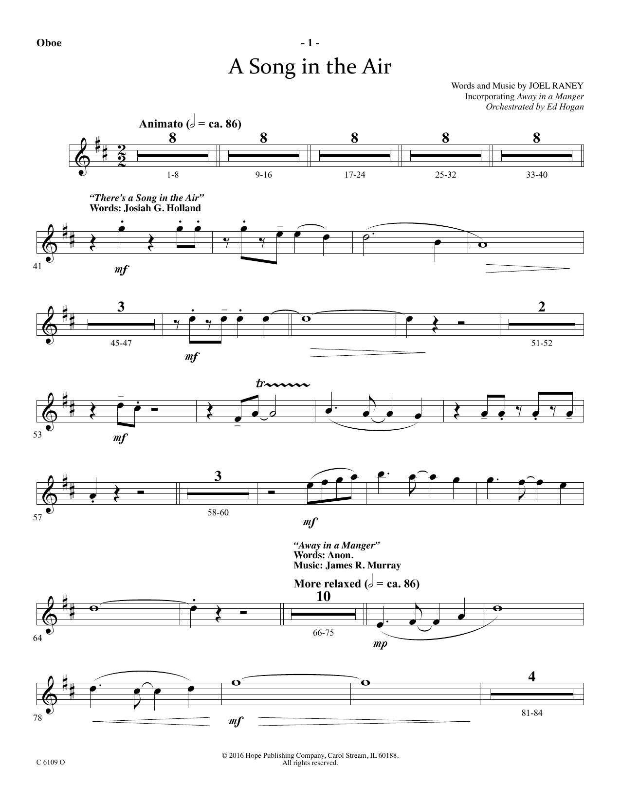 Download Ed Hogan A Song In The Air - Oboe Sheet Music and learn how to play Choir Instrumental Pak PDF digital score in minutes