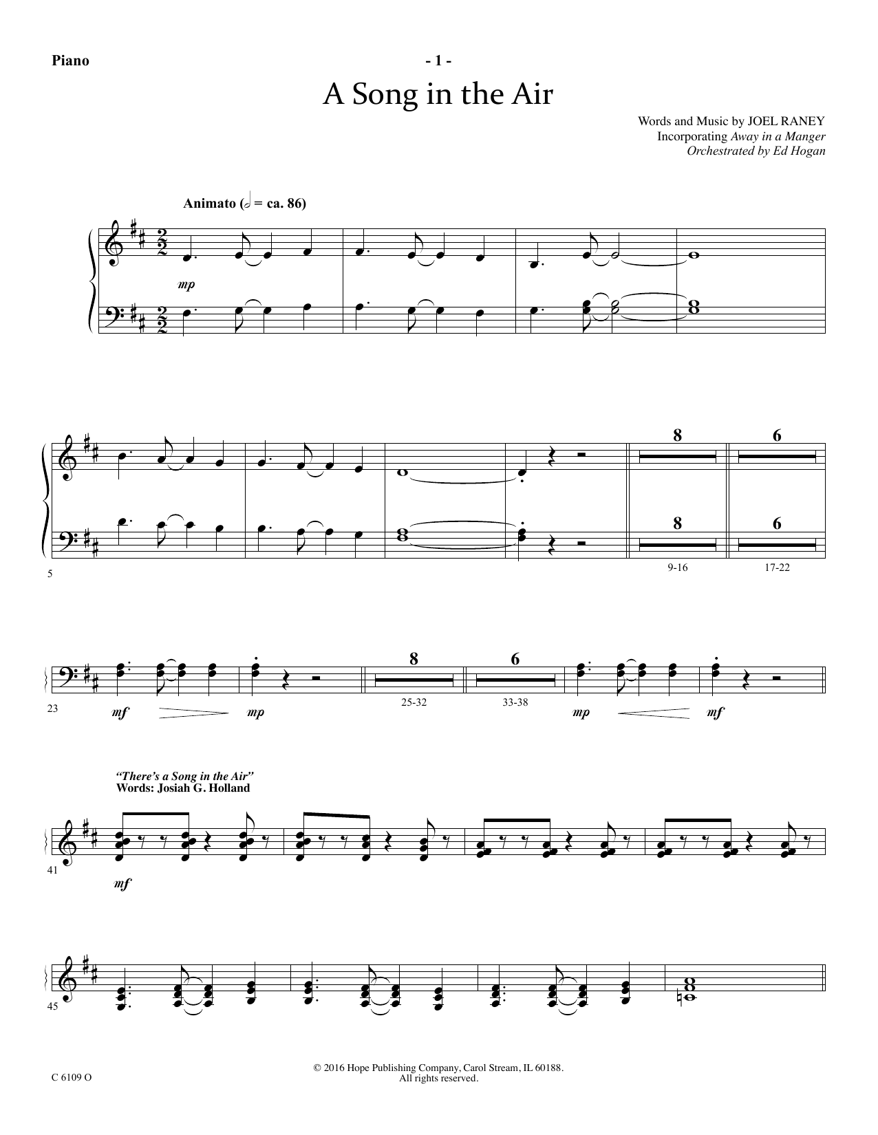 Download Ed Hogan A Song In The Air - Piano Sheet Music and learn how to play Choir Instrumental Pak PDF digital score in minutes