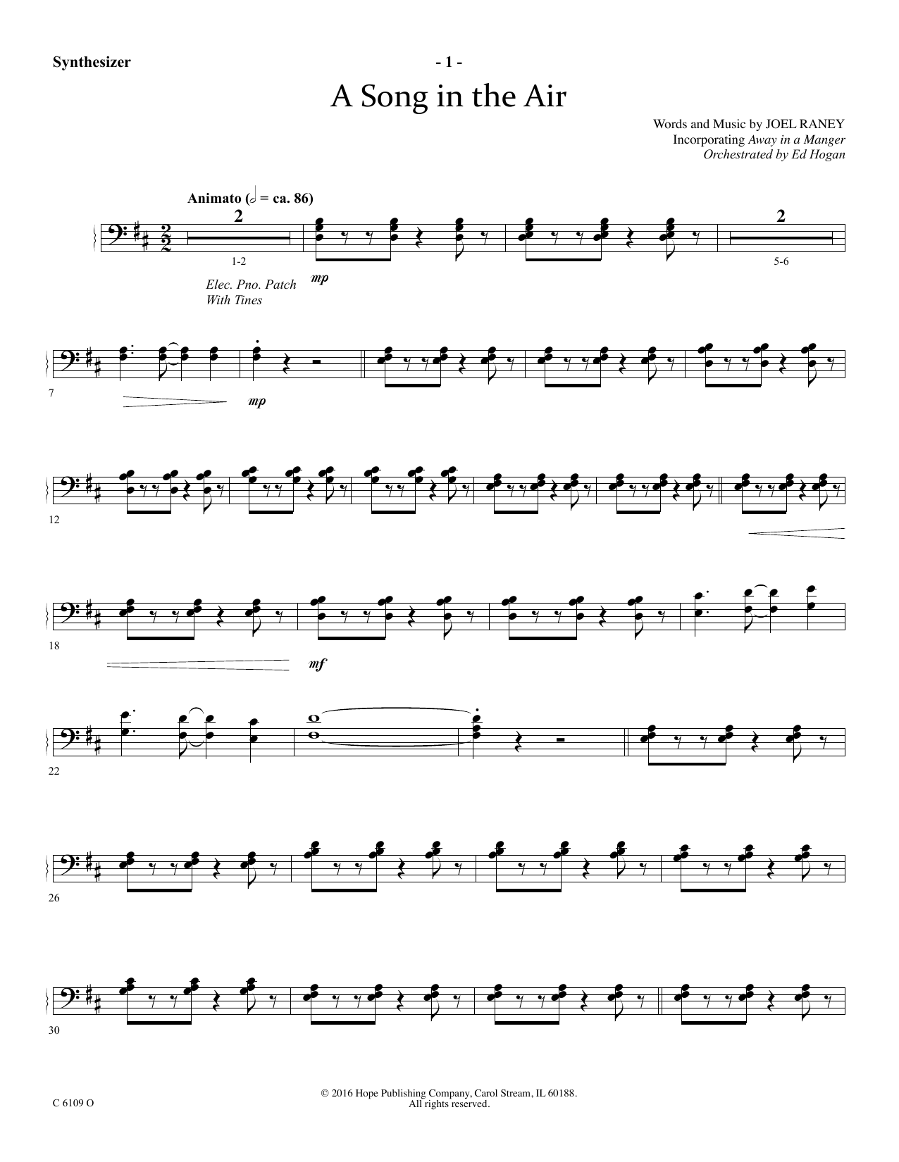 Download Ed Hogan A Song In The Air - Synthesizer Sheet Music and learn how to play Choir Instrumental Pak PDF digital score in minutes