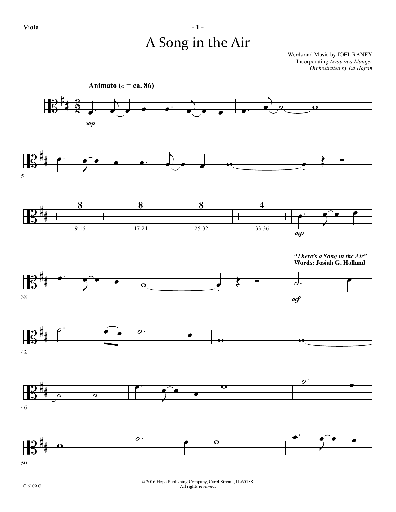 Download Ed Hogan A Song In The Air - Viola Sheet Music and learn how to play Choir Instrumental Pak PDF digital score in minutes