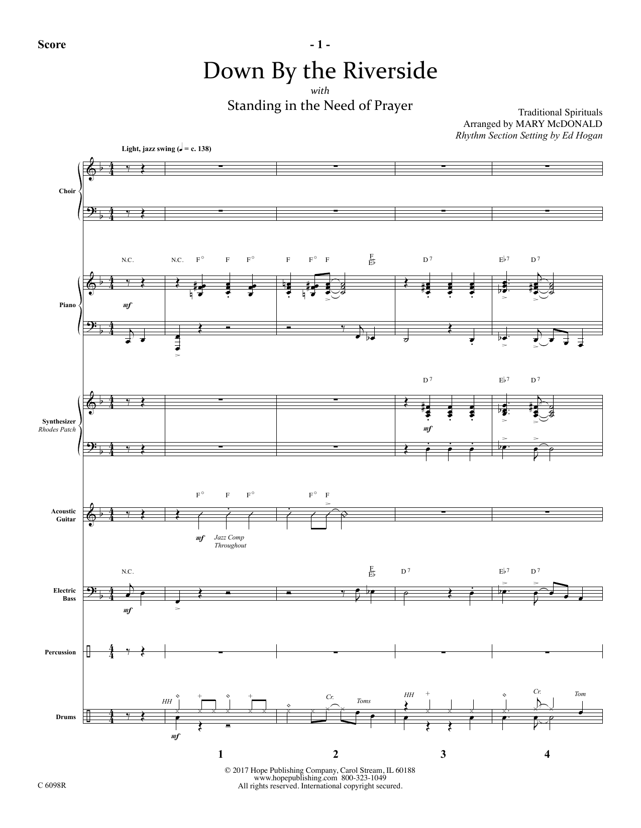 Download Ed Hogan Down by the Riverside - Full Score Sheet Music and learn how to play Choir Instrumental Pak PDF digital score in minutes