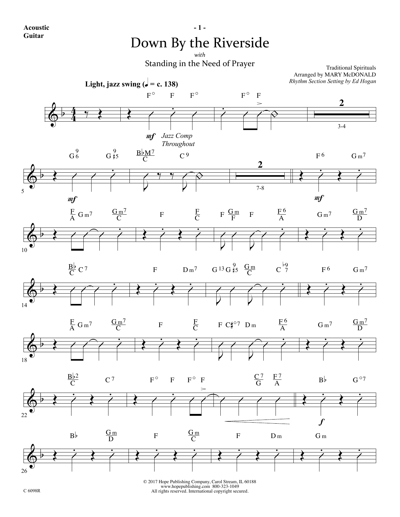 Download Ed Hogan Down by the Riverside - Guitar Sheet Music and learn how to play Choir Instrumental Pak PDF digital score in minutes