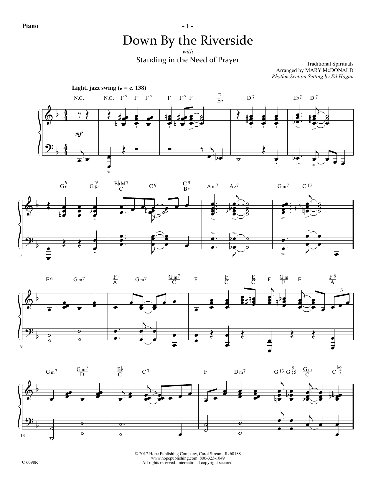 Download Ed Hogan Down by the Riverside - Piano Sheet Music and learn how to play Choir Instrumental Pak PDF digital score in minutes