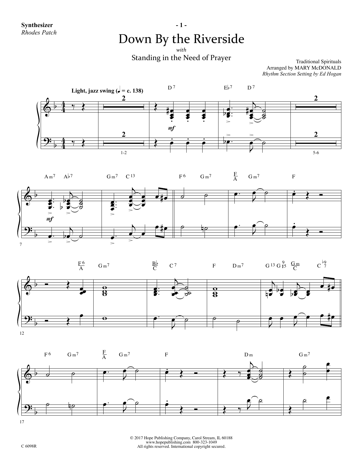 Download Ed Hogan Down by the Riverside - Synthesizer Sheet Music and learn how to play Choir Instrumental Pak PDF digital score in minutes