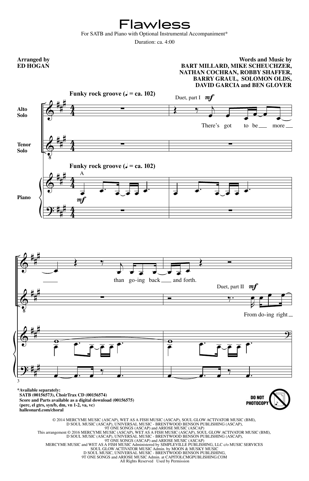 Download Ed Hogan Flawless Sheet Music and learn how to play SATB PDF digital score in minutes