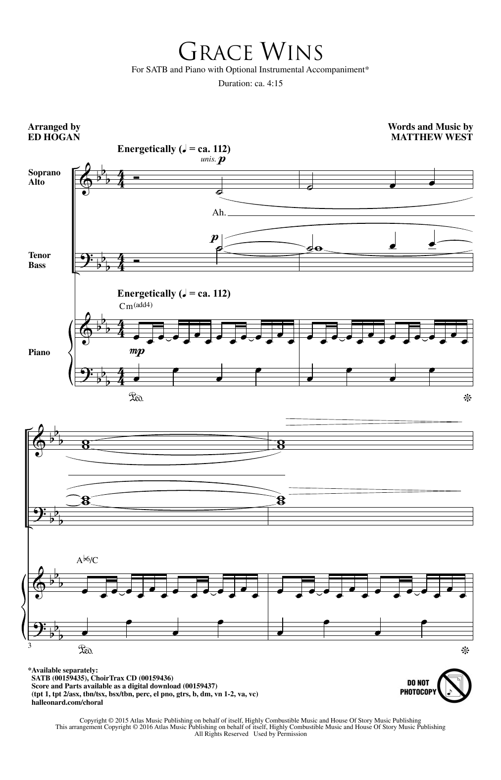 Download Matthew West Grace Wins (arr. Ed Hogan) Sheet Music and learn how to play SATB PDF digital score in minutes