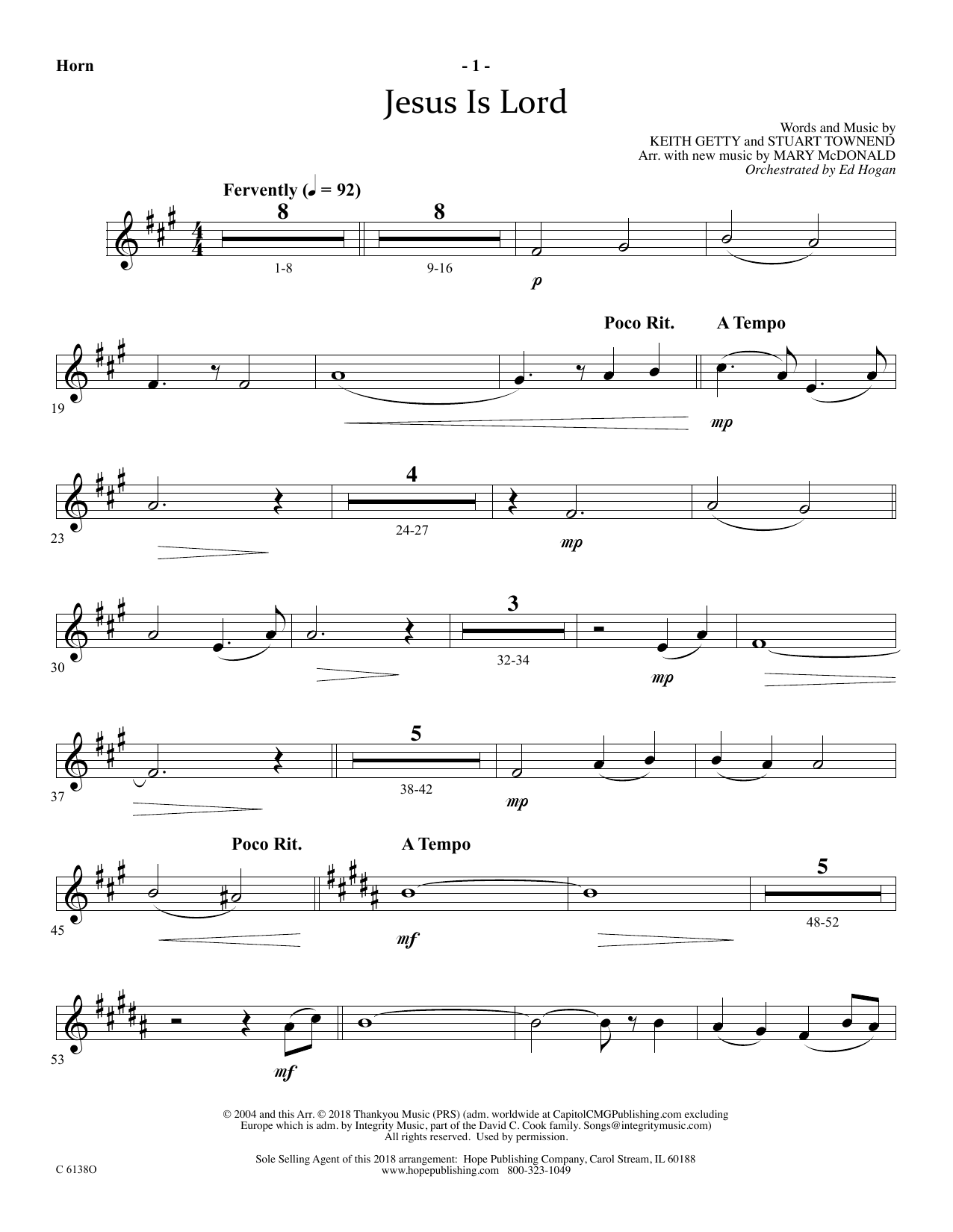 Download Ed Hogan Jesus Is Lord - Flugelhorn Solo Sheet Music and learn how to play Choir Instrumental Pak PDF digital score in minutes