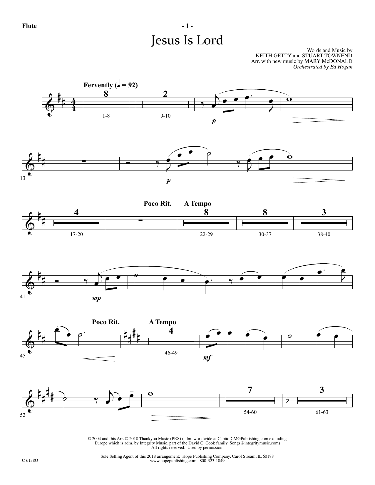 Download Ed Hogan Jesus Is Lord - Flute Sheet Music and learn how to play Choir Instrumental Pak PDF digital score in minutes