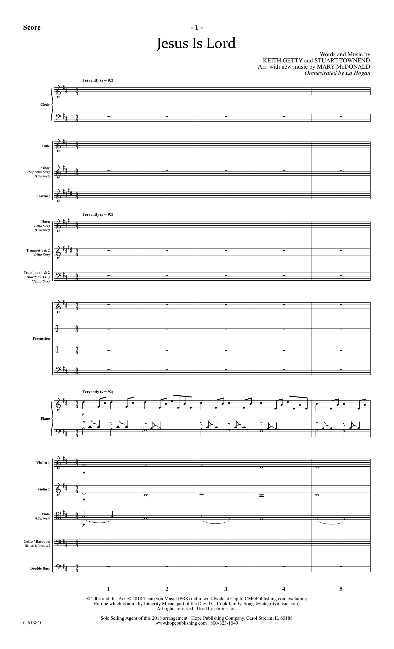 Download Ed Hogan Jesus Is Lord - Full Score Sheet Music and learn how to play Choir Instrumental Pak PDF digital score in minutes