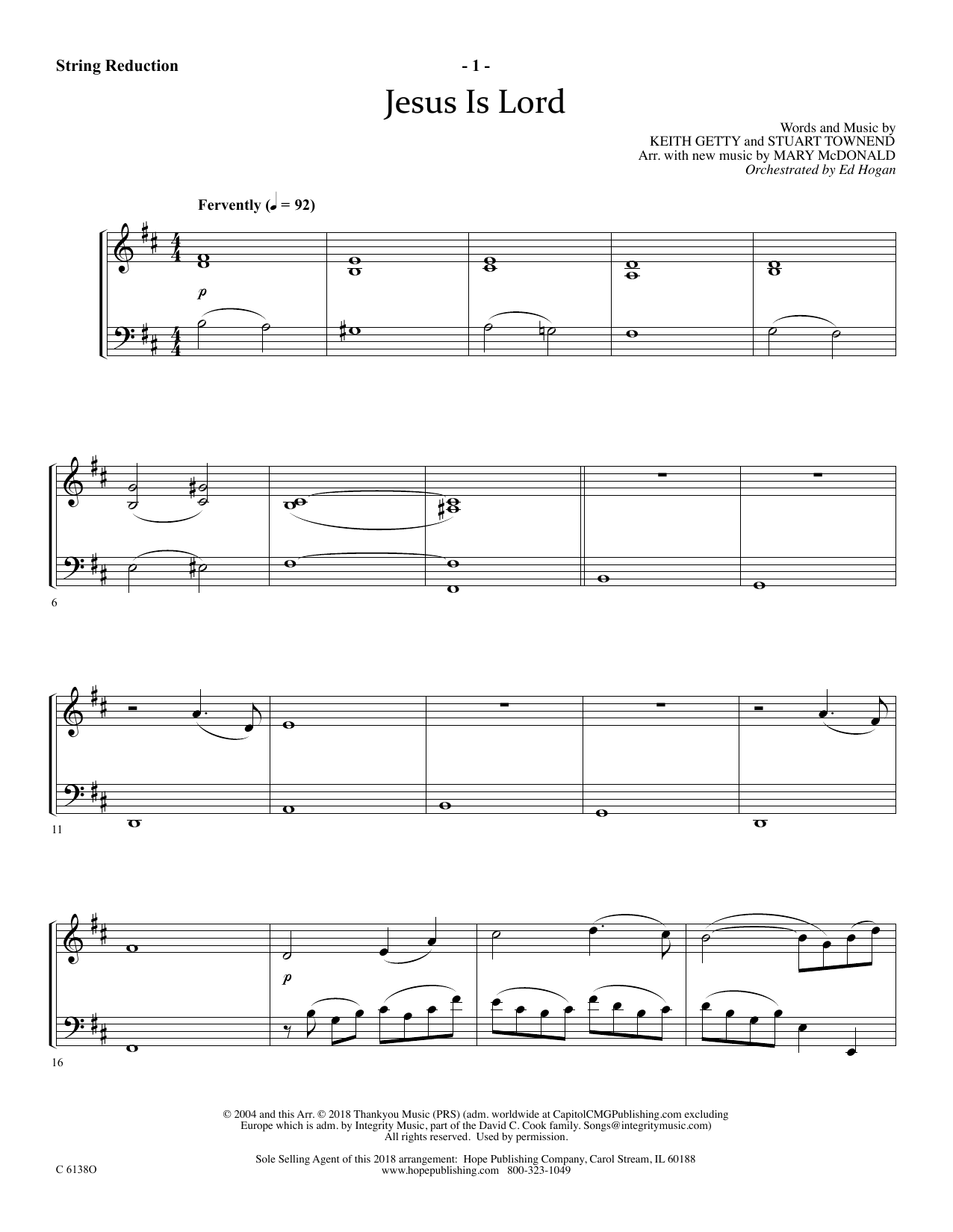 Download Ed Hogan Jesus Is Lord - Keyboard String Reduction Sheet Music and learn how to play Choir Instrumental Pak PDF digital score in minutes