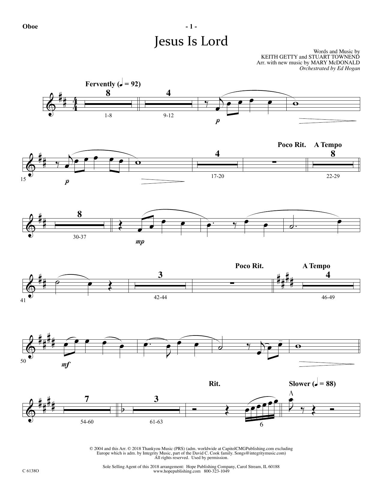 Download Ed Hogan Jesus Is Lord - Oboe Sheet Music and learn how to play Choir Instrumental Pak PDF digital score in minutes