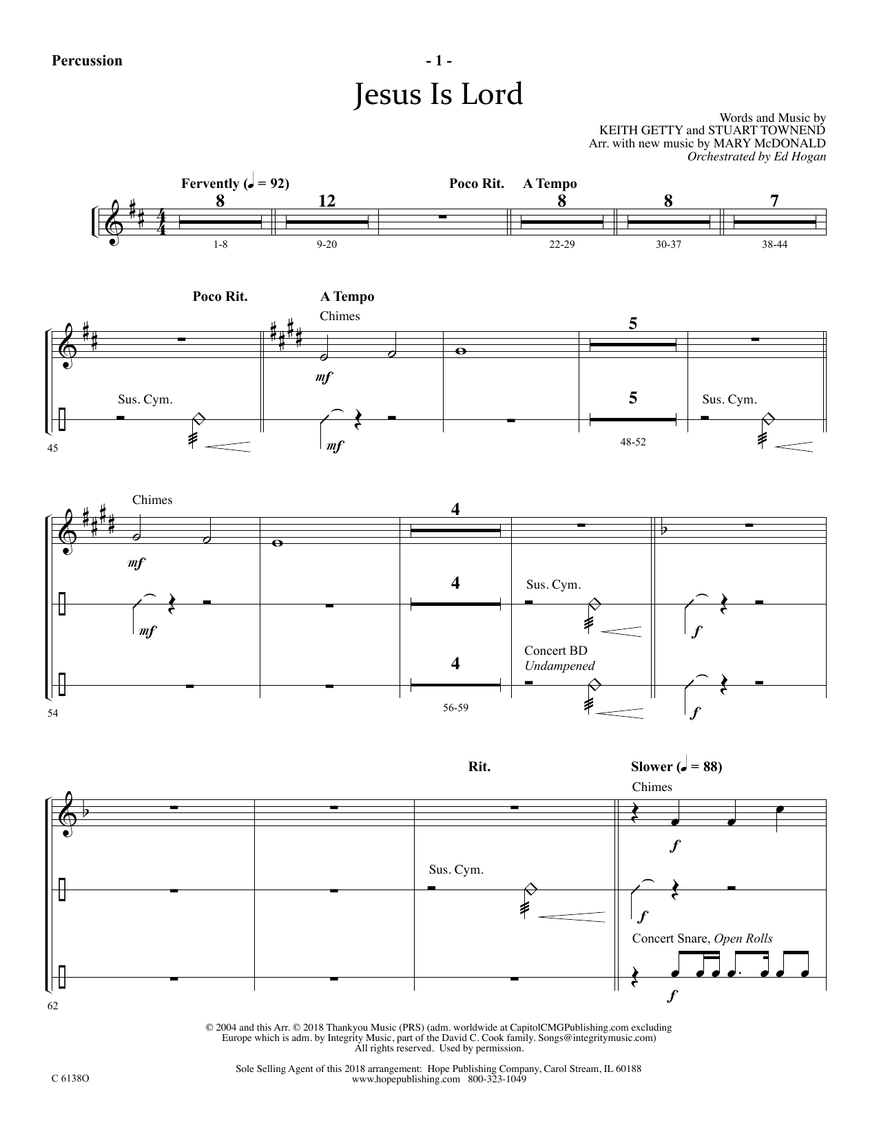 Download Ed Hogan Jesus Is Lord - Percussion Sheet Music and learn how to play Choir Instrumental Pak PDF digital score in minutes