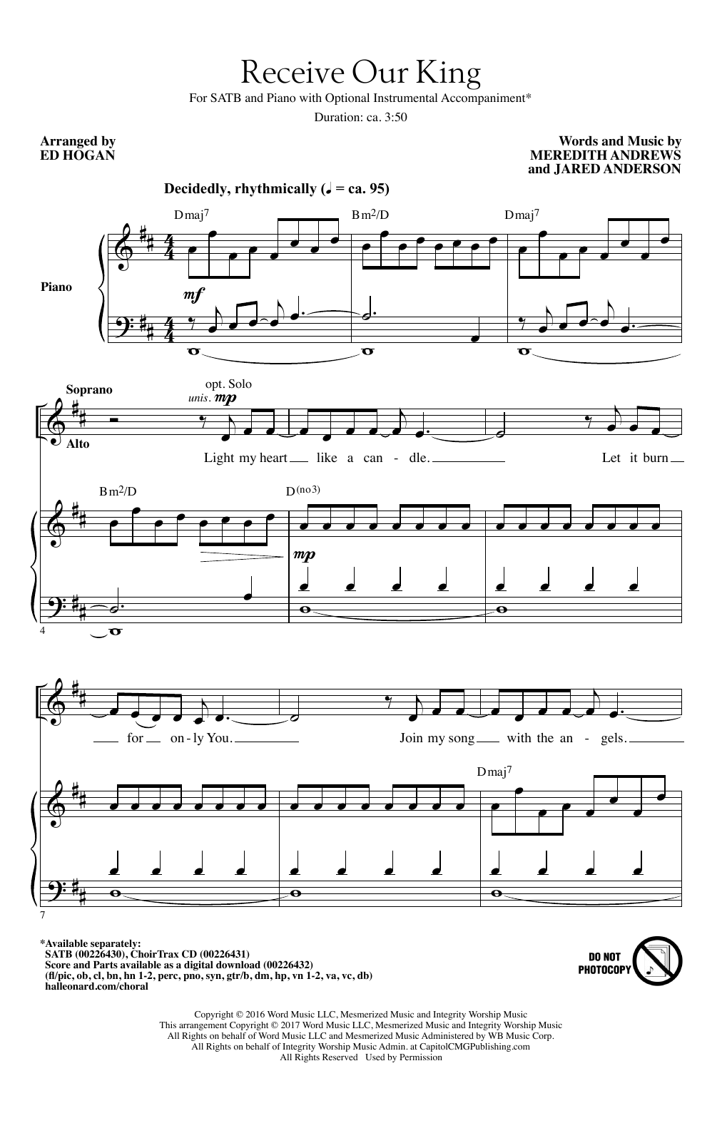 Download Ed Hogan Receive Our King Sheet Music and learn how to play SATB PDF digital score in minutes