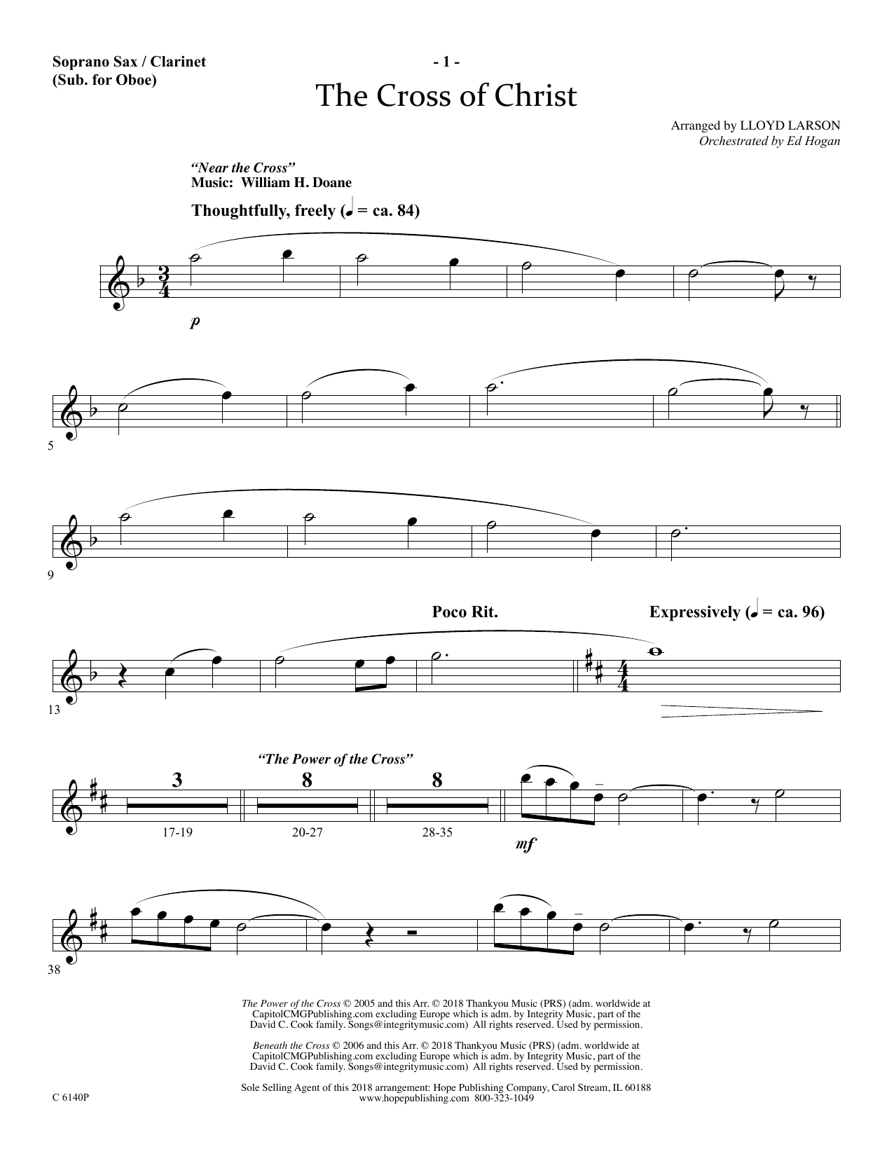Download Ed Hogan The Cross Of Christ - Soprano Sax/Clarinet(sub oboe) Sheet Music and learn how to play Choir Instrumental Pak PDF digital score in minutes