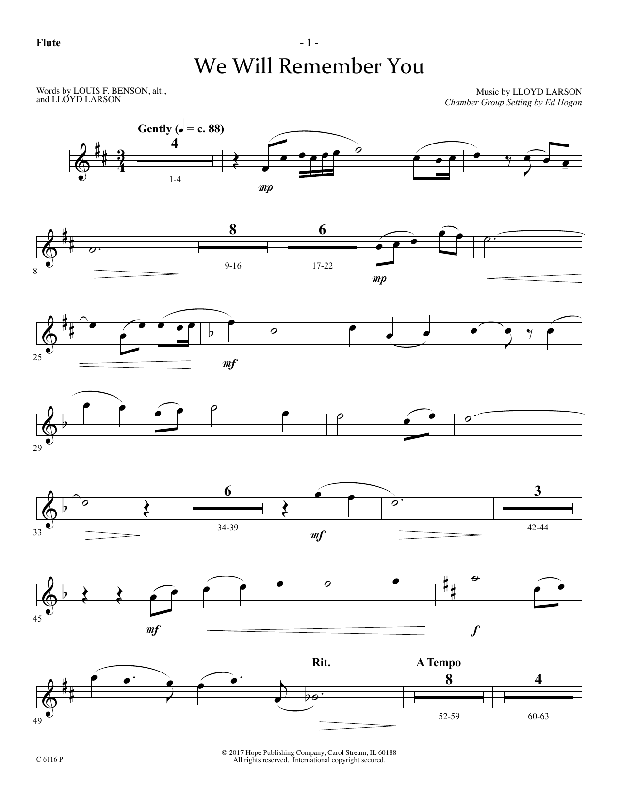 Download Ed Hogan We Will Remember You - Flute Sheet Music and learn how to play Choir Instrumental Pak PDF digital score in minutes