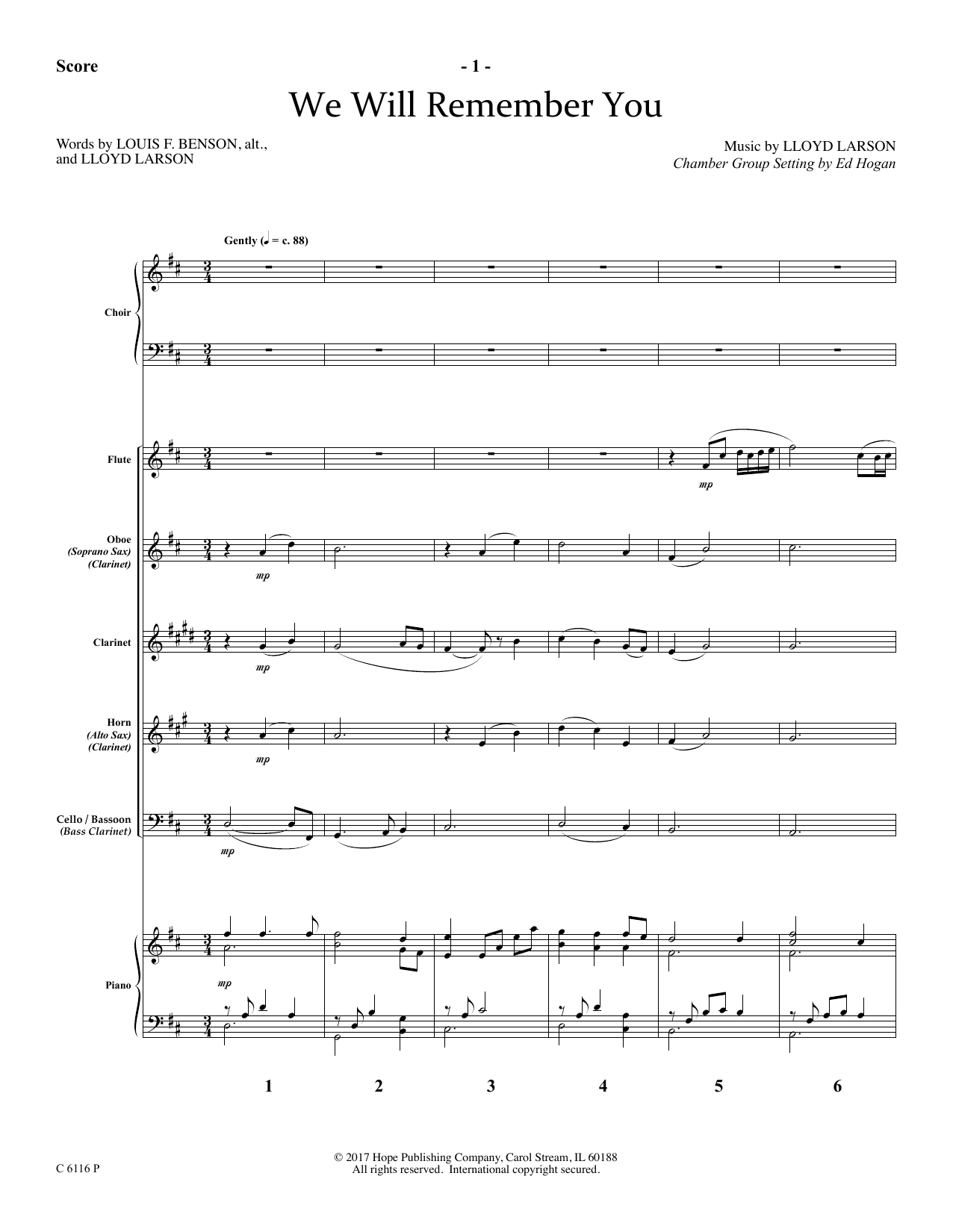 Download Ed Hogan We Will Remember You - Full Score Sheet Music and learn how to play Choir Instrumental Pak PDF digital score in minutes