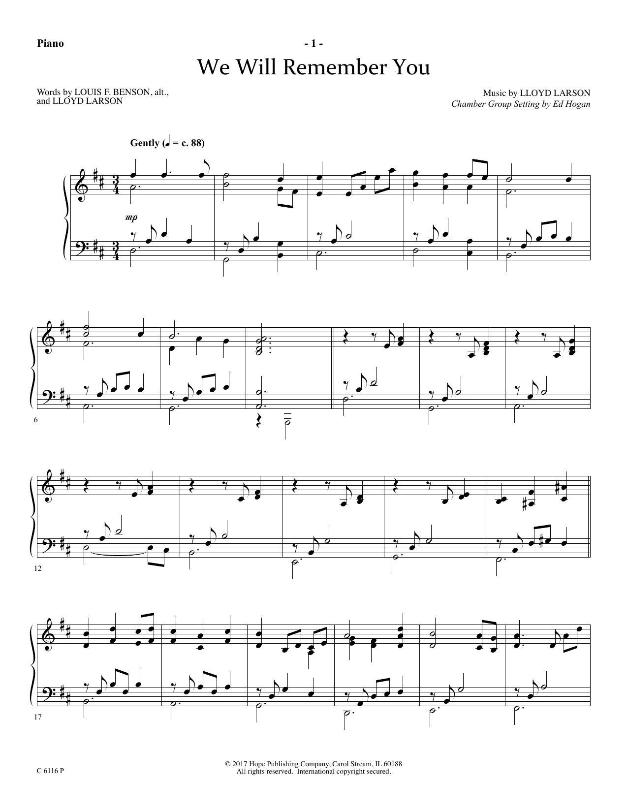 Download Ed Hogan We Will Remember You - Piano Sheet Music and learn how to play Choir Instrumental Pak PDF digital score in minutes