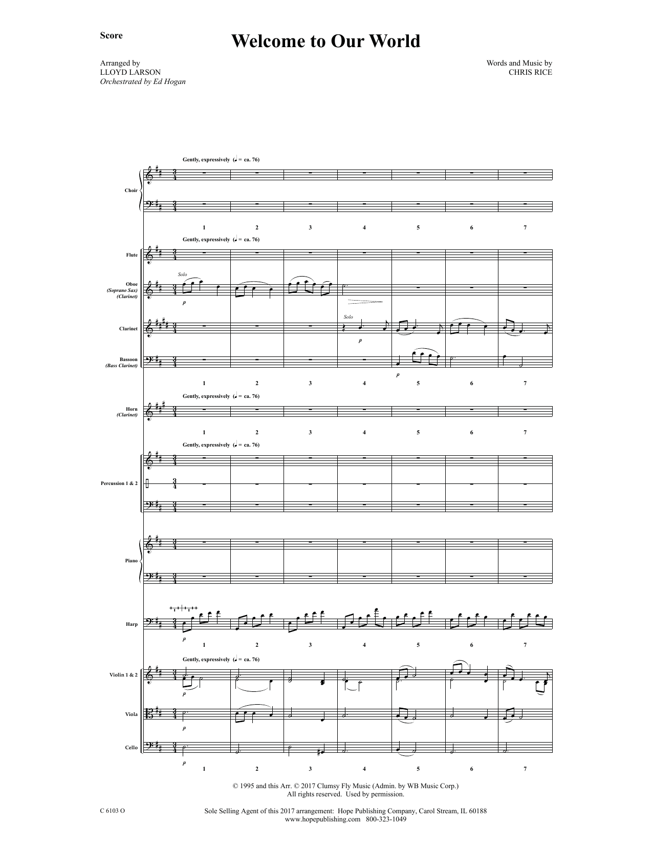 Download Ed Hogan Welcome to Our World - Full Score Sheet Music and learn how to play Choir Instrumental Pak PDF digital score in minutes