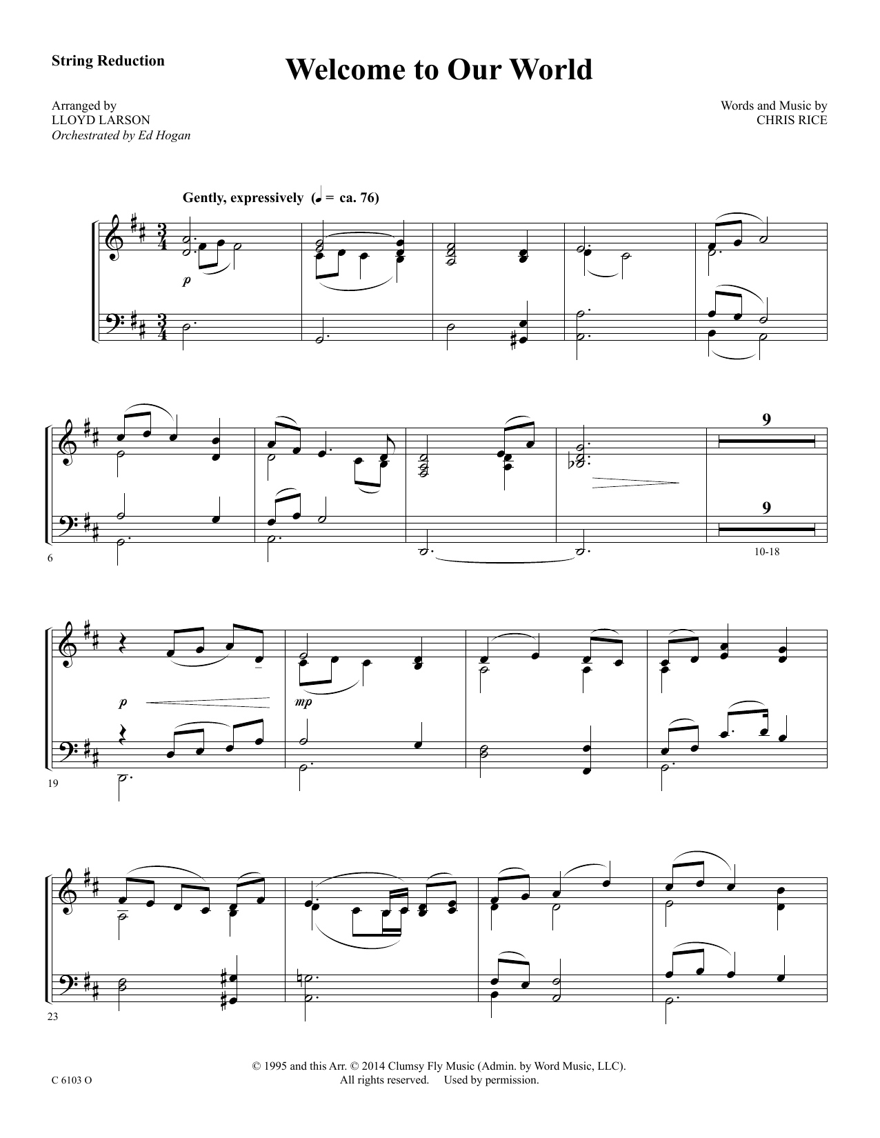 Download Ed Hogan Welcome to Our World - Keyboard String Reduction Sheet Music and learn how to play Choir Instrumental Pak PDF digital score in minutes