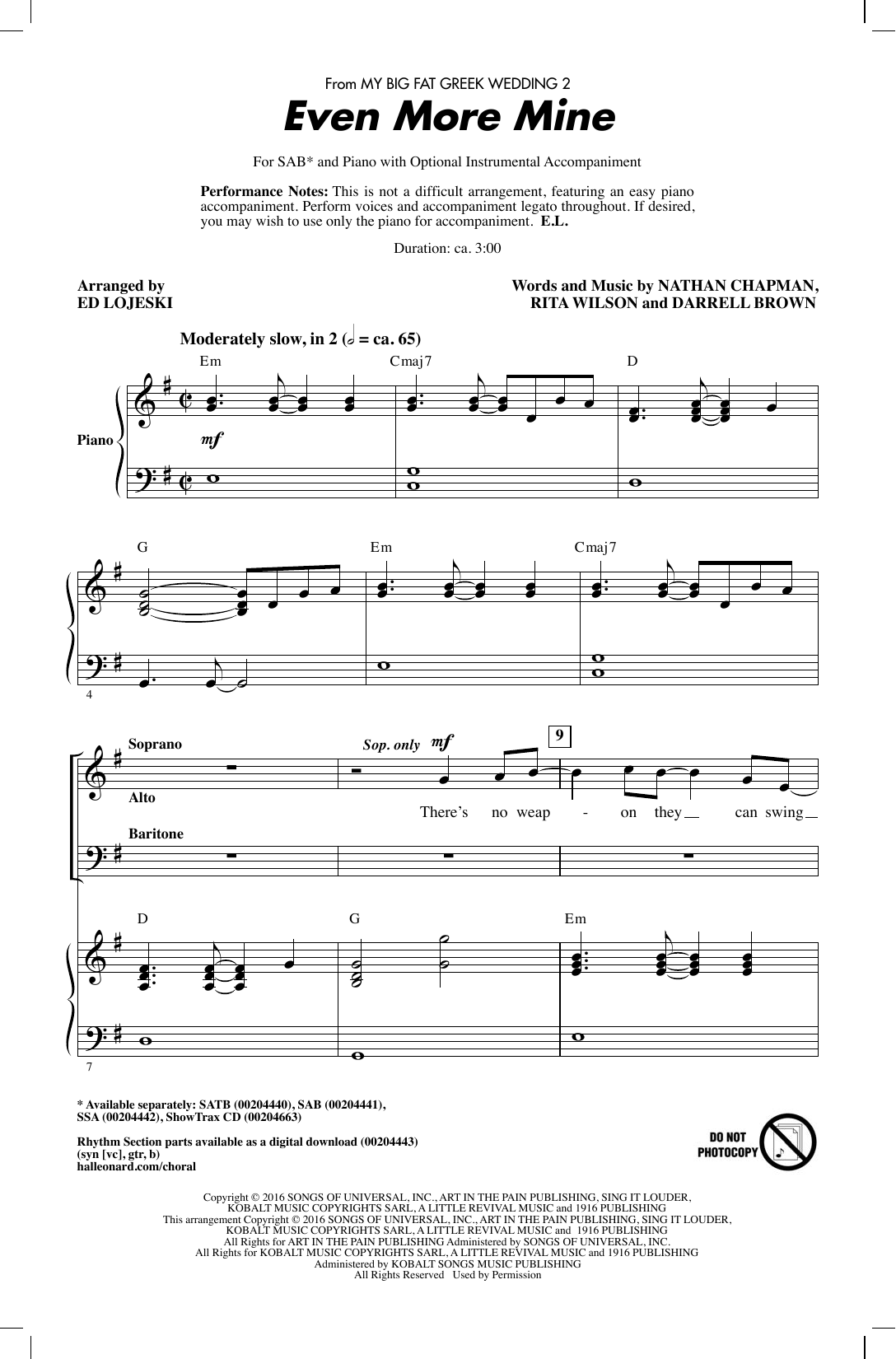Download Ed Lojeski Even More Mine Sheet Music and learn how to play SAB PDF digital score in minutes