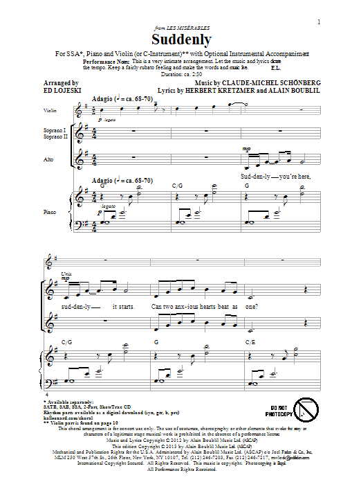 Download Ed Lojeski Suddenly Sheet Music and learn how to play SSA Choir PDF digital score in minutes