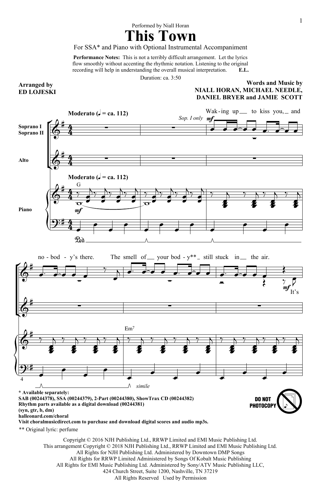 Download Ed Lojeski This Town Sheet Music and learn how to play 2-Part Choir PDF digital score in minutes