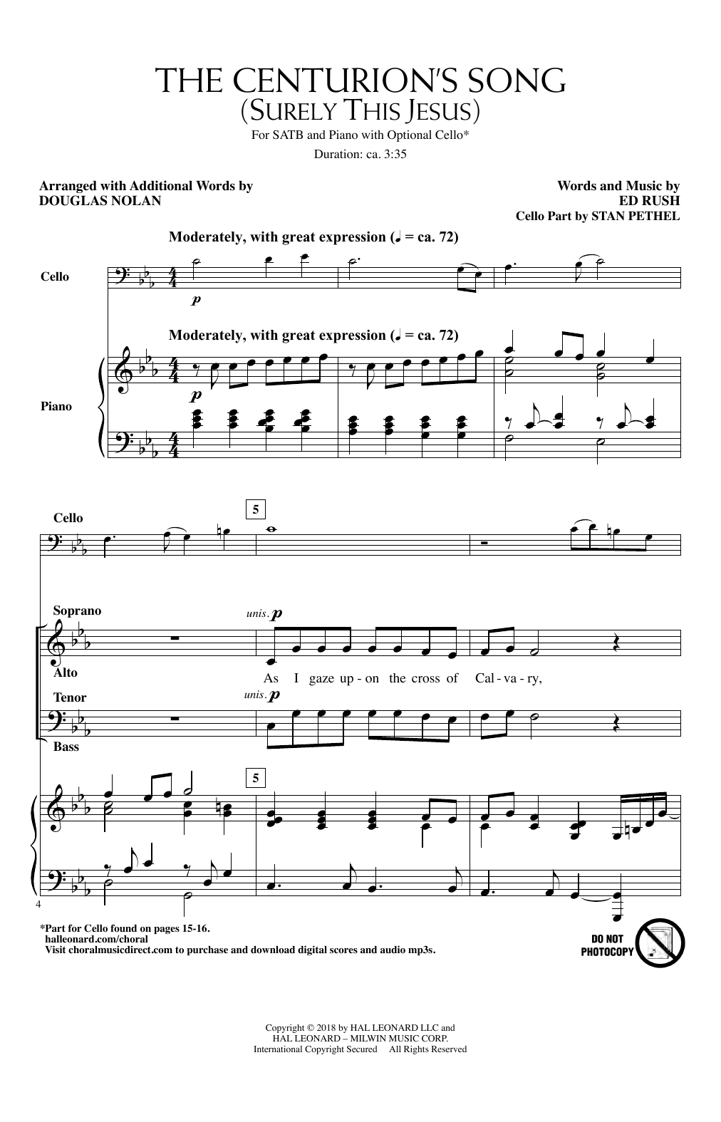 Download Ed Rush The Centurion's Song (Surely This Jesus) (arr. Douglas Nolan) Sheet Music and learn how to play SATB Choir PDF digital score in minutes