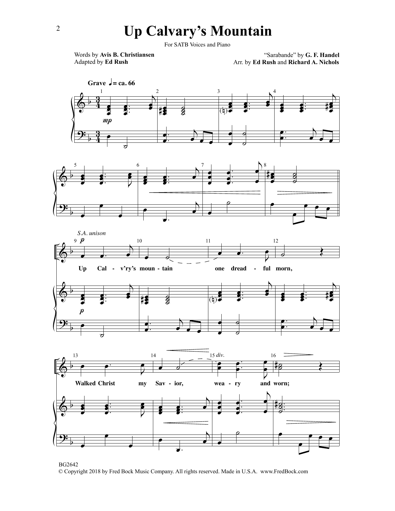 Download Ed Rush Up Calvary's Mountain Sheet Music and learn how to play SATB Choir PDF digital score in minutes