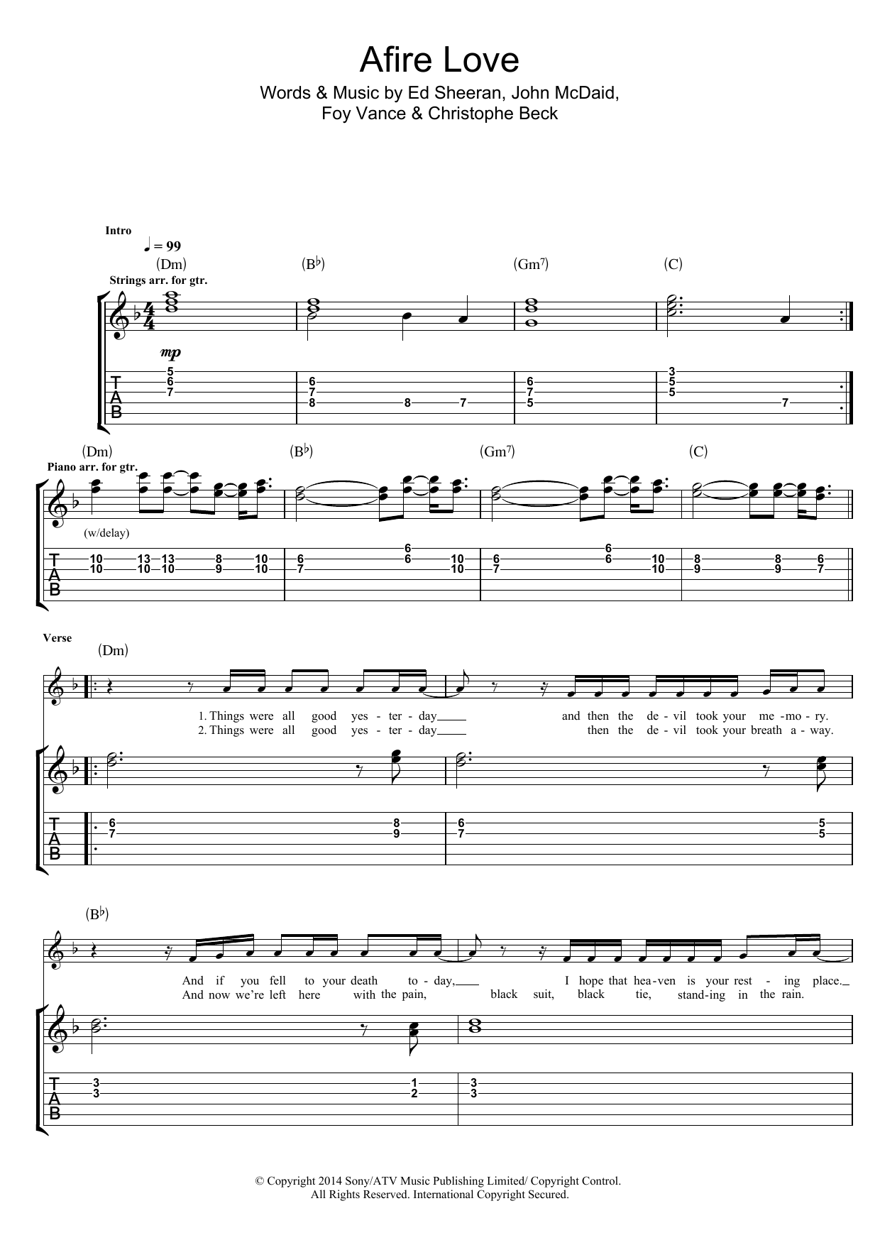 Download Ed Sheeran Afire Love Sheet Music and learn how to play Really Easy Piano PDF digital score in minutes