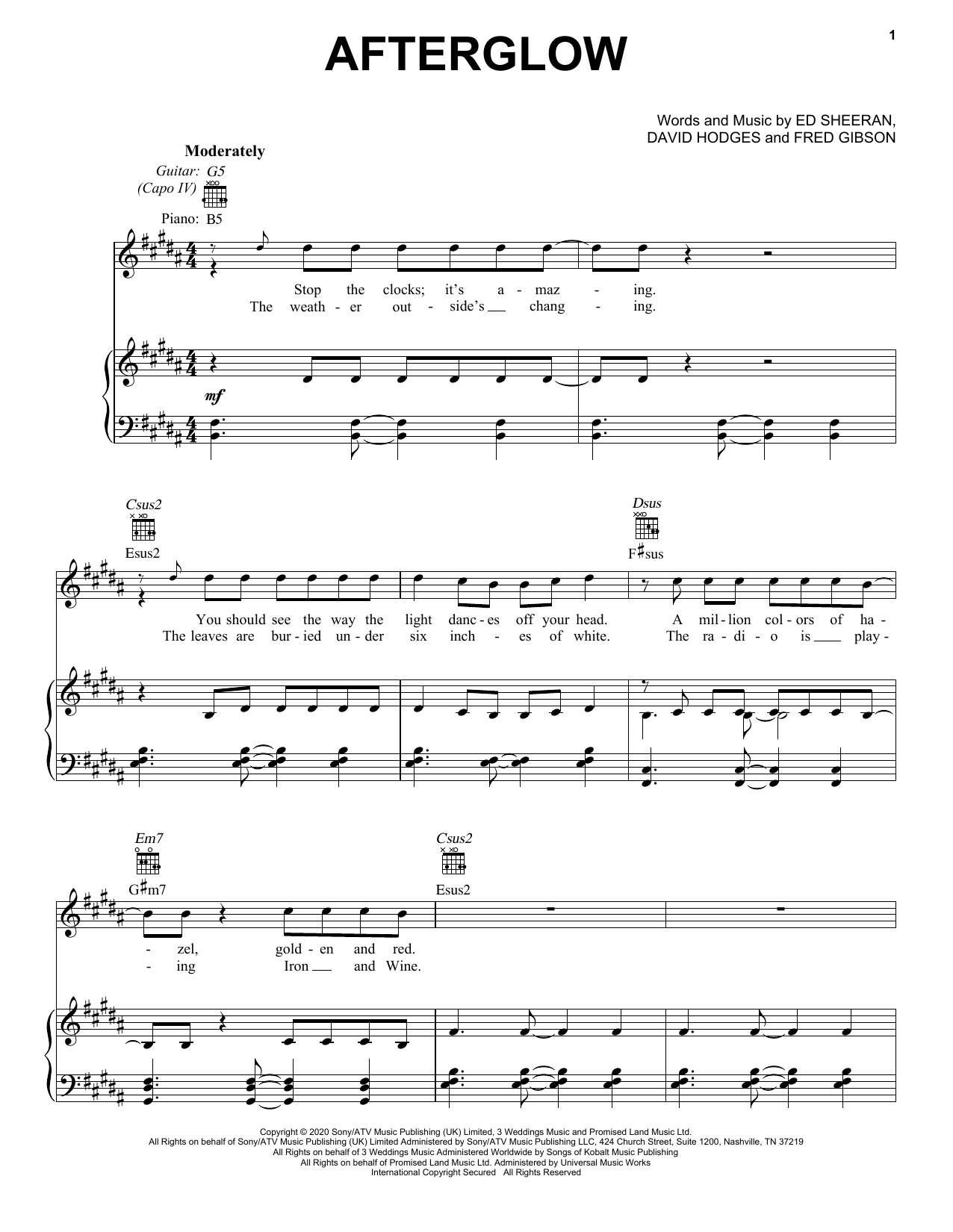 Download Ed Sheeran Afterglow Sheet Music and learn how to play Cello Solo PDF digital score in minutes