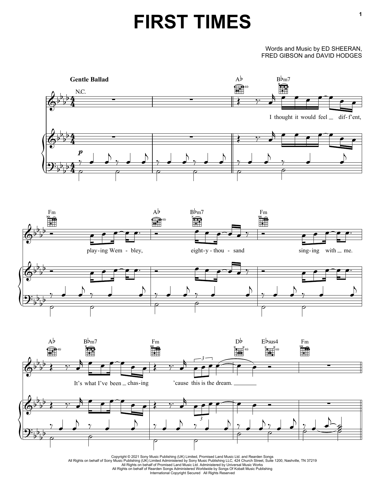 Download Ed Sheeran First Times Sheet Music and learn how to play Easy Piano PDF digital score in minutes