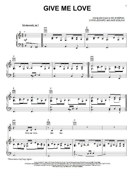 Download Ed Sheeran Give Me Love Sheet Music and learn how to play Guitar Tab Play-Along PDF digital score in minutes