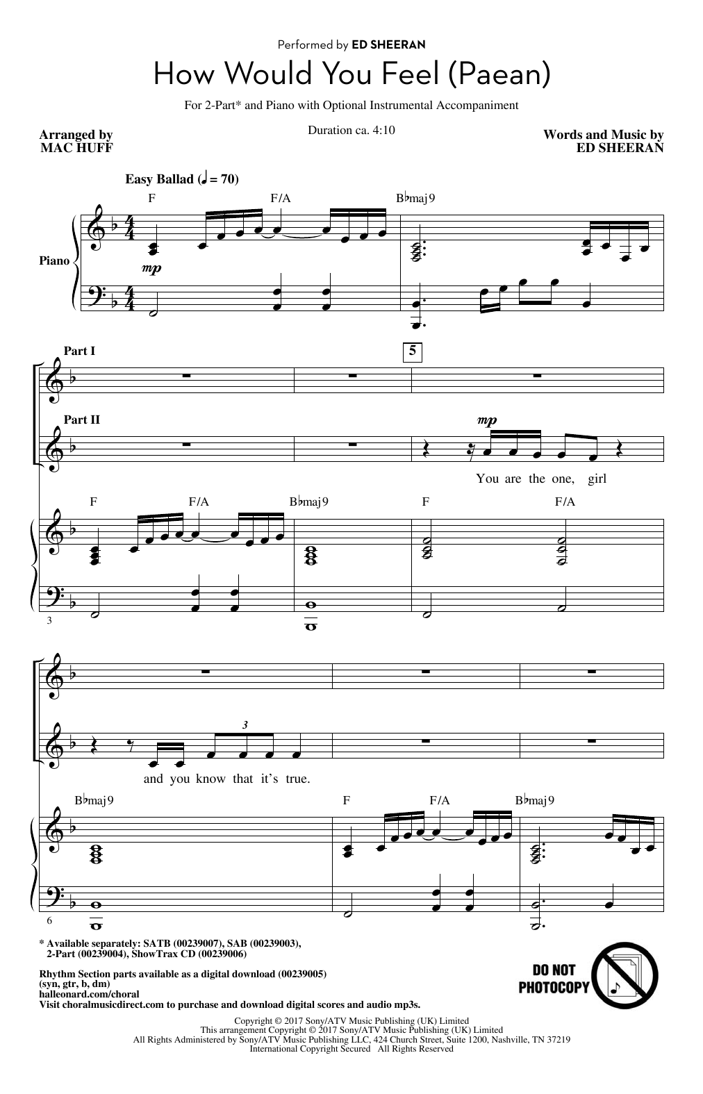 Download Mac Huff How Would You Feel (Paean) Sheet Music and learn how to play 2-Part Choir PDF digital score in minutes
