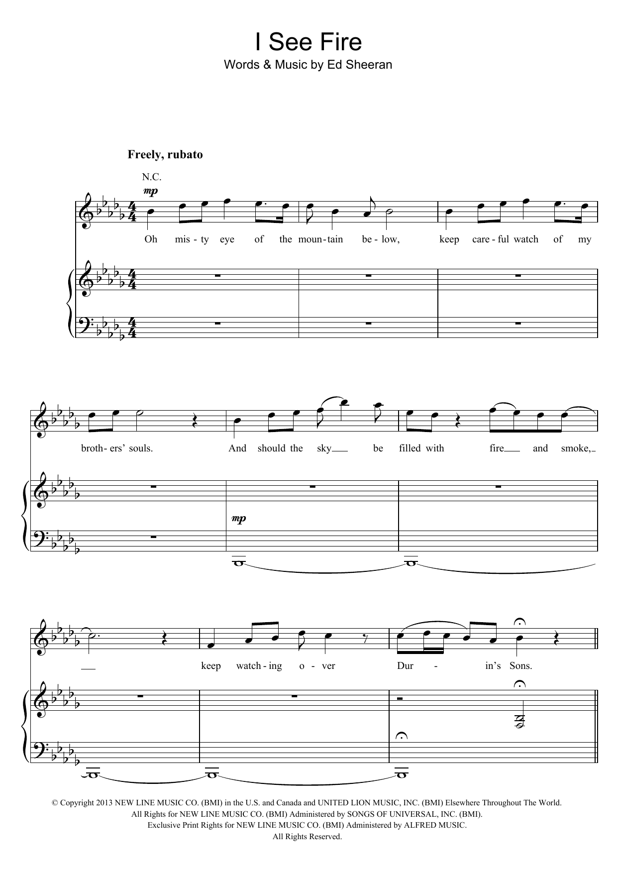 Download Ed Sheeran I See Fire (from The Hobbit) Sheet Music and learn how to play Violin PDF digital score in minutes