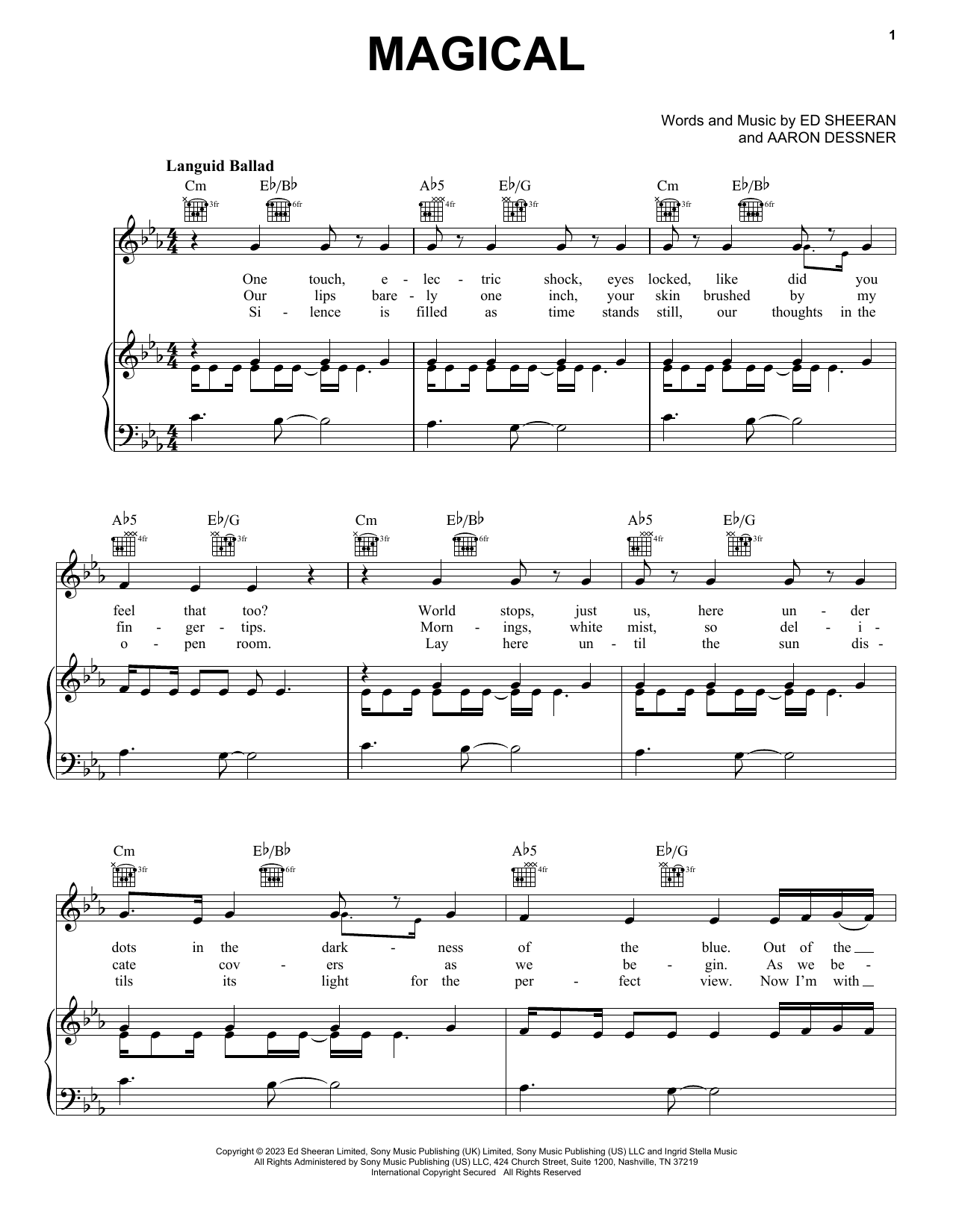 Download Ed Sheeran Magical Sheet Music and learn how to play Piano, Vocal & Guitar Chords (Right-Hand Melody) PDF digital score in minutes